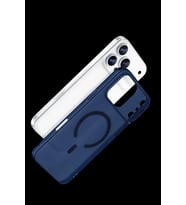 Pilelistore   Apple iPhone 17 Pro Max Combo Sert Şeffaf Magsafe Kapak - Mavi