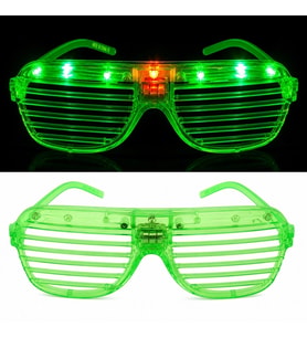 Led Işıklı Panjur Parti Gözlüğü Yeşil Renk Shutter Gözlük