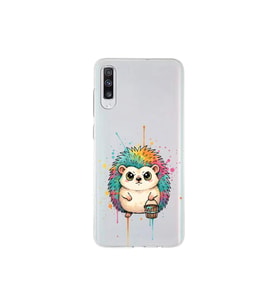 Samsung Galaxy A70 ile Uyumlu Splash Kirpi Tasarımlı Şeffaf Silikon Kılıf