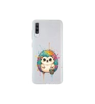 Samsung Galaxy A70 ile Uyumlu Splash Kirpi Tasarımlı Şeffaf Silikon Kılıf