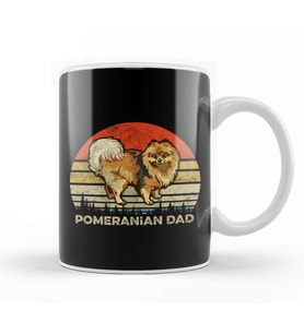 Mens Best Pomeranian Dad Ever Retro Vintage Dog Dad Father’s Day Köpek Kupa Bardak Porselen