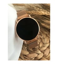 Paslanmaz Çelik Dokunmatik Ekran Mıknatıslı Kordon Rose Gold Kadın Kol Saati (Siyah-Rose Gold)