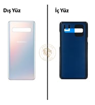 Samsung S10 Gümüş Arka Pil Kapağı Batarya Kapağı Lazer Kesim Back Cover