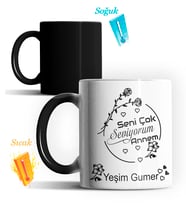 Kişiye Özel Seni Çok Seviyorum Annem Sihirli Kupa Bardak (Siyah - Beyaz)