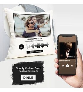 Sevgiliye Hediye Kişiye Özel Spotify Ses İzi Yastık