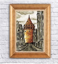 Altın Varaklı  Çerçeveli Paspartulu Tablo ndd1349 (Gold)