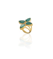 Kadir Jewellery 22 Ayar Altın Kaplama Zirkon Taşlı Kadın Otantik Yüzük (K.Yeşil)
