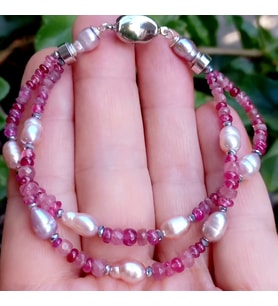 2844 Spinel Yakut doğal İnci Hematit el yapımı bileklik