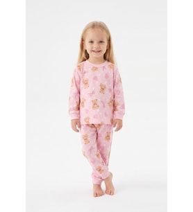%100 Pamuk ve Baskılı Kız Bebek Pijama Takımı 9-36 Ay 12742IS MODANINO