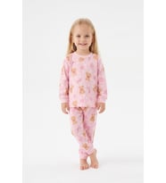 %100 Pamuk ve Baskılı Kız Bebek Pijama Takımı 9-36 Ay 12742IS MODANINO