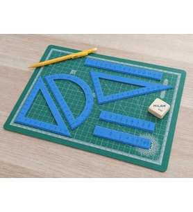 3D Baskı Geometri Cetvel Seti - İletki, Gönye ve Ölçüm Araçları - Mavi