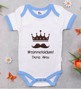 BK Kids Kişiye Özel Mavi Bebek Body Zıbın - Model 83