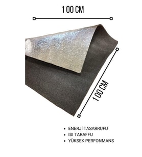 ALÜMİNYUM KAPLI POLİETİLEN SÜNGER LEVHA 10 MM (EN:1 MT BOY:1 MT) (Füme)