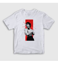 Presmono Unisex Çocuk Beyaz Kiai Bruce Lee T-Shirt 257049tt