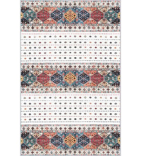 Eliana Home Baskılı, Yıkanabilir Kaymaz Taban Salon Halısı LNA1618 100x150 cm (Beyaz)