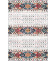 Eliana Home Baskılı, Yıkanabilir Kaymaz Taban Salon Halısı LNA1618 100x150 cm (Beyaz)