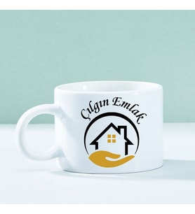 Kurumsal Firmalara Özel Logolu Seramik Motto Kahve Fincanı