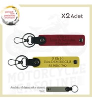 Motor Severlere Özel, İsim Plaka ve 0 Rh (-) Kan Grubu Yazılı x2 Anahtarlık Hediye, Kırmızı-Sarı-Gr (Çok Renkli)