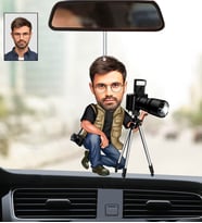 Kişiye Özel Fotoğraflı Fotoğrafçı Tasarımlı Karikatür Araba Dikiz Ayna Süsü