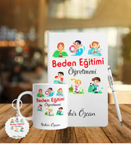 Beden Eğitimi Öğretmenlerine Özel Defter Kalem Kupa & Süblimasyon Anahtarlık Hediye Seti