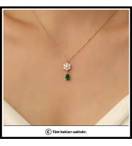 925 Ayar Gümüş Yeşil Taşlı Çiçek Kolye