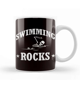 Swimming Rocks Skeleton Swimmer Swim Water Sports Athlete Kupa Bardak Porselen