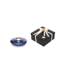 Mavi Golden Glow Cam Mumluk ve Tealight Seti (Dekoratif Sıvama Kutulu)