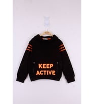 Toontoy Erkek Çocuk Keep Active Baskılı Sweatshirt (Siyah)
