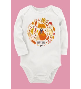Organik Baskılı Pamuklu Unisex Bebek Body UZUNE150