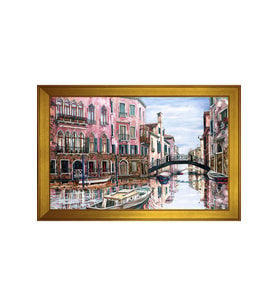 Manzara Temalı Kanvas Tablo 50 x 70 cm Gold Çerçeve