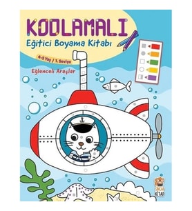 Kodlamalı Eğitici Boyama Kitabı - Eğlenceli Araçlar (4-5 Yaş 1. Seviye)