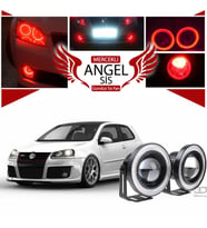 Volkswagen Golf 5 Uyumlu, Universal Mercekli Led Angel Sis Farı, 76mm Kırmızı Renk