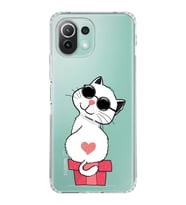 Xiaomi  Mi 11 Lite  Kamera Korumalı Kapak Coolcat Tasarımlı Şeffaf  Kılıf