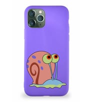 Apple iPhone 11 Pro Soft Premier Kapak Salyangoz Gary Tasarımlı Silikon Kılıf - Mor (Şeffaf)