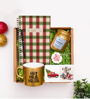Yılbaşı Hediye Seti & Ahşap Defter, Tükenmez Kalem, Kokulu Mum, Fincan, Anahtarlık, Çerçeve