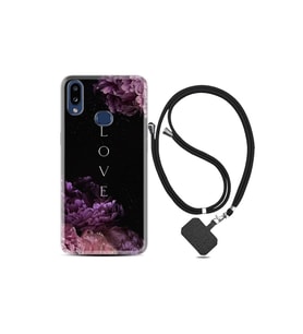 Samsung Galaxy M20 Kılıf Silikon Desen Boyun Askılı Love Flow 1664