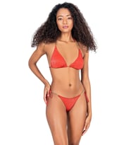 Endeep Kadın Zincir Aksesuarlı Üçgen Kırmızı Bikini Takımı