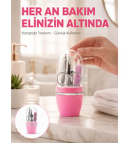 Tırnak Bakım Manikür Pedikür Seti 4 Parça Pembe Pratik Günlük Kullanım Yeni Nesil