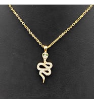 Gold Renk Yılan Temalı  Taşlı Kolye