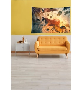 Tarih Duvar Resmi Leke Tutmaz Kadife Dokulu Kumaş Duvar Örtüsü Duvar Halısı Tapestry (Taba-Kahve)