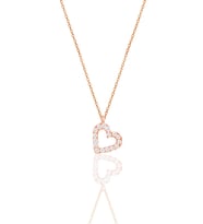 Gümüş rose zirkon taşlı kalp kolye SGTL11870ROSE