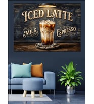 Iced Latte Soğuk Kahve Keyfi Dekoratif Kanvas - Mdf Ahşap Tablo