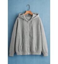 Fermuarlı Kapüşonlu Unisex Sweatshirt (Gri)