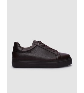 Hakiki Deri Kahverengi Bağcıklı Erkek Sneaker