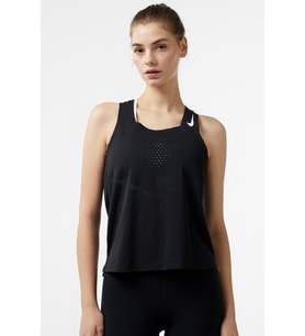 Nike Dri Fit ADV Aeroswift Singlet Womens Tank Kadın Reflektörlü Koşu Antreman Atleti Siyah