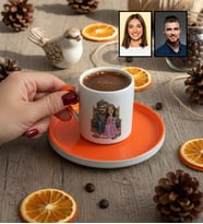 Kişiye Özel Karikatürlü Osmanlı Padişahı ve Sultanı Sevgiliye Hediye Türk Kahvesi Fincanı Sevgililer Günü Hediyesi