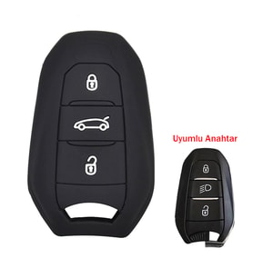 Peugeot 208 308 508 3008 5008 Oto Anahtar Kumanda Kabı Siyah