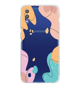 Samsung Galaxy M10 Uyumlu Kamera Korumalı Kapak Karışık Renkler Tasarımlı  Şeffaf  Kılıf
