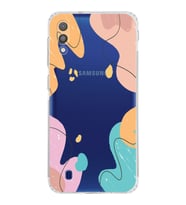 Samsung Galaxy M10 Uyumlu Kamera Korumalı Kapak Karışık Renkler Tasarımlı  Şeffaf  Kılıf