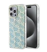 Apple iPhone 15 Pro Max Uyumlu Kılıf Hello Kitty Orjinal Lisanslı Renk Geçişli Elektroplating Kaplama Kitty Head Desenli Kapak (Mavi)